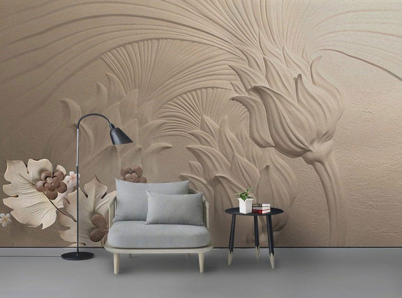 طرح نقاشی شده گل کاغذ دیواری