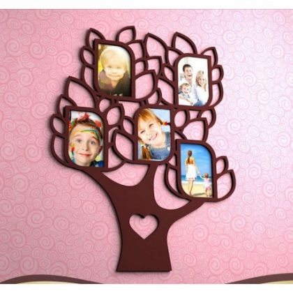 دانلود فایل cnc برش لیزری قاب عکس خانوادگی طرح درخت