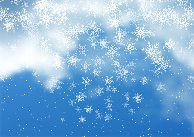 فایل psd وکتور آسمان برفی با بلورهای زیبای برف