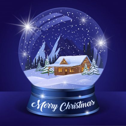 فایل آماده دانلود وکتور کره کریستالی چشم انداز کریسمس