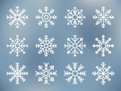 فایل psd وکتور نمادهای دانه برف زیبا