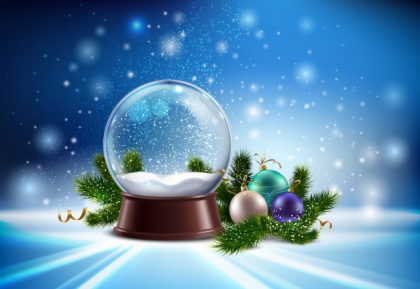 وکتور آماده دانلود حباب برفی و نمادهای تزئینی درخت کریسمس