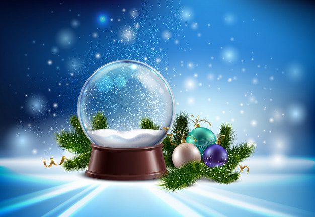 وکتور آماده دانلود حباب برفی و نمادهای تزئینی درخت کریسمس