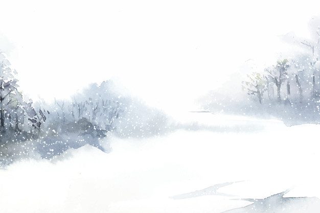 وکتور آماده دانلود منظره زمستانی با آبرنگ نقاشی شده