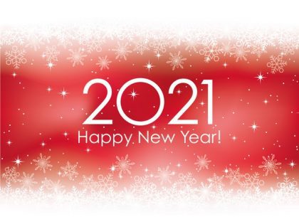 وکتور آماده دانلود کارت تبریک سال نو 2021 با دانه های برف