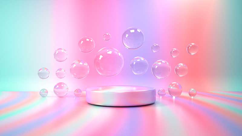 تصویر سه بعدی  حبابهای کوچک معلق