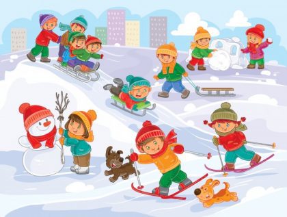 فایل آماده دانلود وکتور کودکان و نوجوانان در بازی های زمستانی