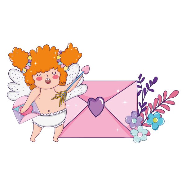 وکتور ولنتاین فرشته کوچولو با پاکت نامه