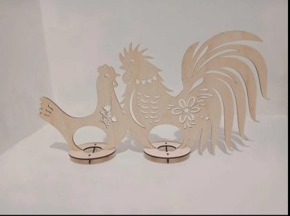 طرح سی ان سی هولدر عید پاک خروس و مرغ چوبی