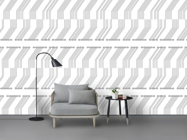 کاغذ دیواری سفید بافت خطوط هندسی
