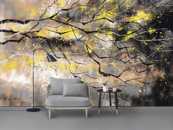 کاغذ دیواری انتزاعی مدرن نقاشی رنگ روغن درخت