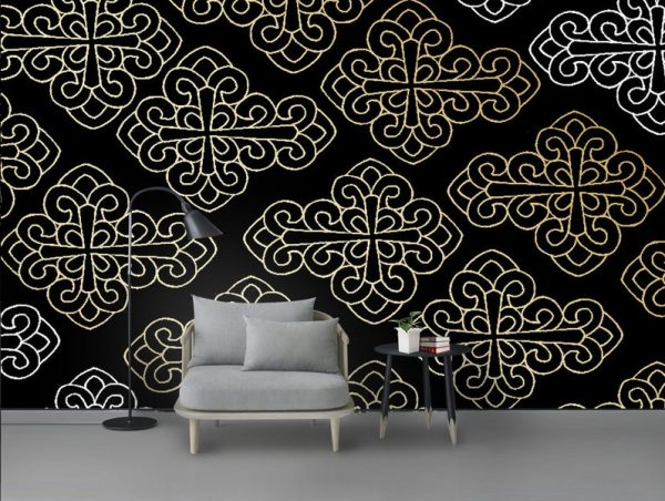 کاغذ دیواری الگوی طلایی به سبک چینی قدیمی