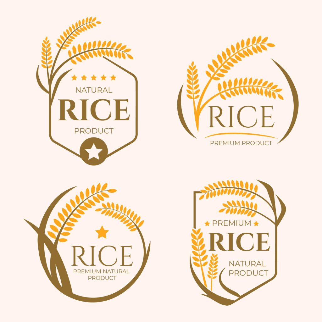 وکتور کلکسیون لوگو خوشه های برنج