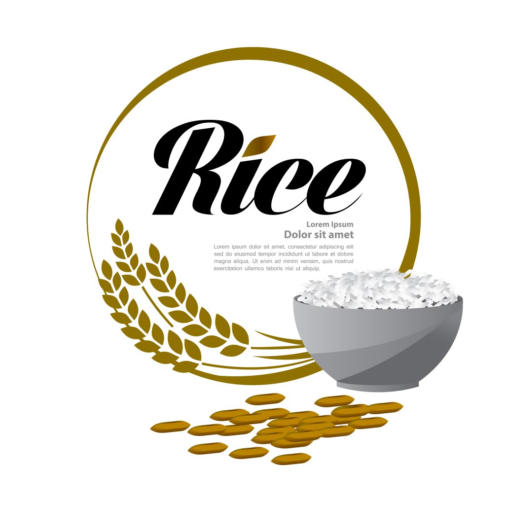 وکتور لوگوی ظرف برنج و خوشه برنج