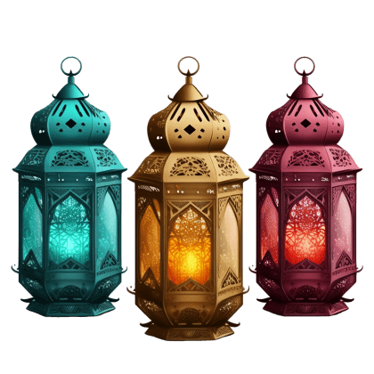 فایل png ماه رمضان طرح ۳ فانوس رنگی