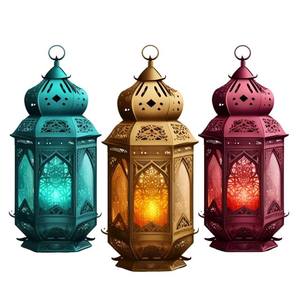 فایل png ماه رمضان طرح ۳ فانوس رنگی